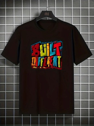Built Different Letter Print T shirts | KayBeautySuppiles