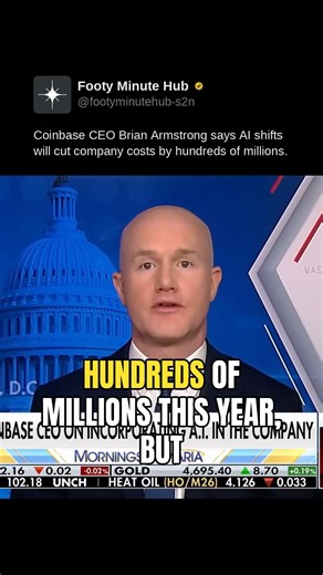 Coinbase CEO Brian Armstrong says AI shifts will cut company costs by hundreds of millions.