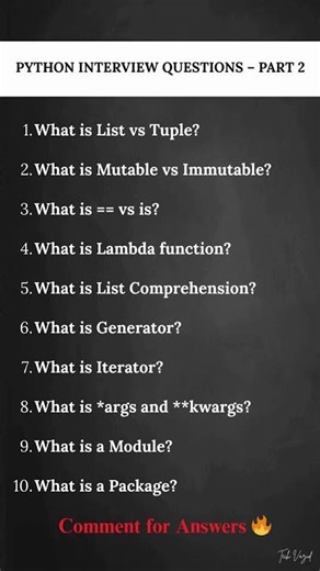 Python Interview Questions Part 2 (Tricky 🚀)| PYTHON INTERVIEW QUESTIONS – PART 2