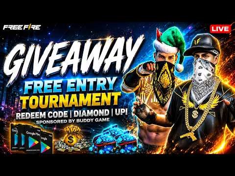 FREE FIRE LIVE🔴GIVEAWAY + FREE ENTRY TOURNAMENT💎REDEEM CODE & UPI GIVEAWAY #freefirefun #giveaway