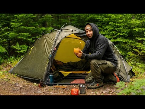 Camping In Rain Solo Overnight Adventure