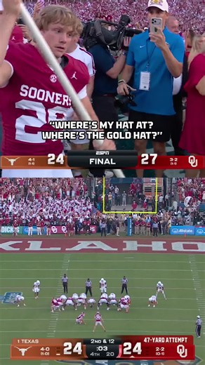 Get this man the Golden Hat 🤠 #cfb #oklahoma #texas | oklahoma