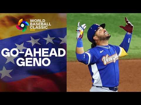 GENOOO! Eugenio Suárez rocks a GO-AHEAD DOUBLE in the 9th inning for Team Venezuela! 🇻🇪