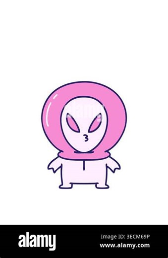 jumping motion animation of small alien looking thoughtful Stock Video Footage - Alamy
