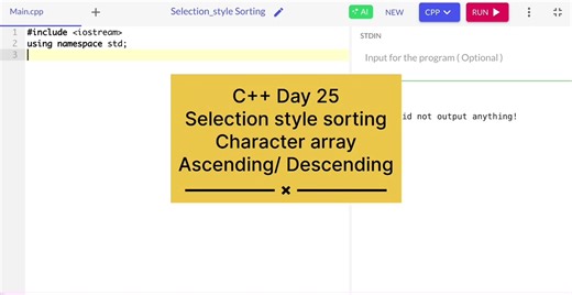 C Day 25 part 2 … Sorting Selection style sorting 👈📝📄 C for beginners 📝📄👩‍💻 Programming fundamentals for beginners 📄📝👩‍💻📚 #computerscience2026 #programmingfundamentals #arraysorting #selectingstylesorting #programming
