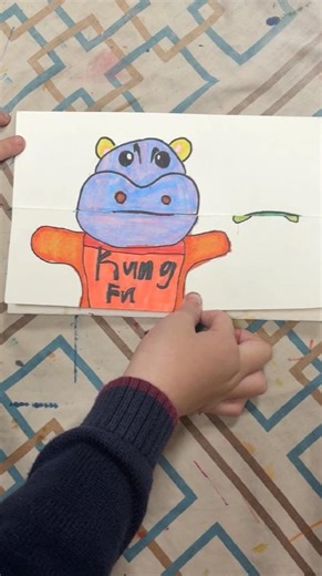 Drawing A Hippo Folding Surprise#creative #funny#animals #shorts#hippo