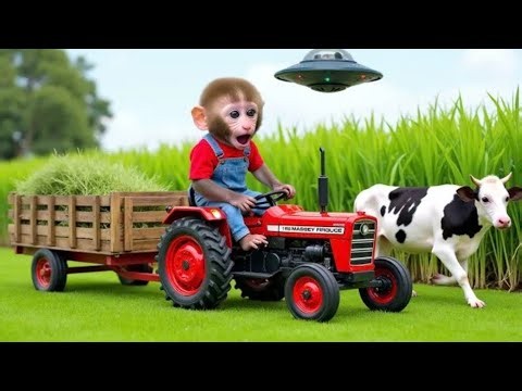 Monkey Nana drives a tractor: from UFO assault to harvesting grass for the herd ΝΑΝΑ MONKEY LIFE30K
