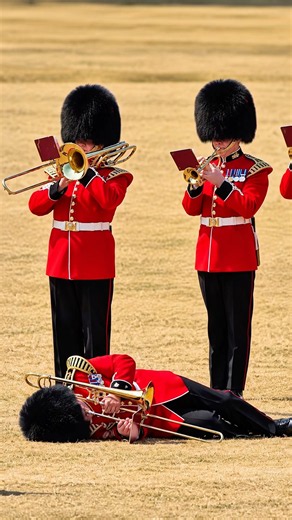 This Royal Guard Collapsed In The Heat But Still Tried To Keep Playing 🥹🫡