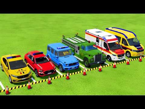 TRANSPORTING POLICE CARS, FIRE DEPARTMENT, AMBULANCE VEHICLES WITH MAN TRUCKS ! Farming Simulator 25