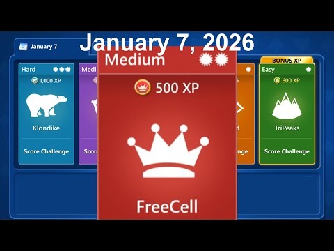 Microsoft Solitaire Collection - FreeCell January 7, 2026 - Medium / Mittel - Daily challenge