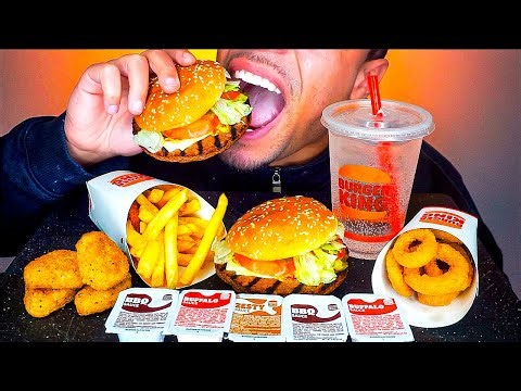 ASMR BURGER KING CHICKEN NUGGETS IMPOSSIBLE WHOPPER CHEESE HASH BROWNS JERRY EATING SOUNDS MUKBANG