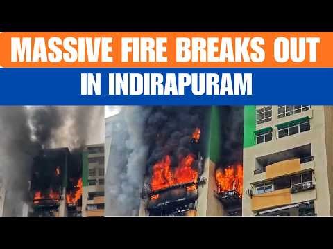 Major Fire at Housing Society | Fire Breaks Out at Gaur Green Avenue | News9