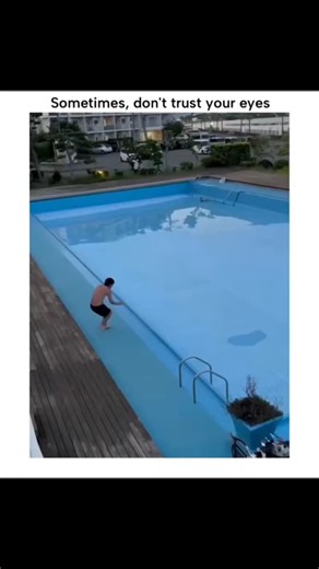 ∆™ on Instagram: "The post shares a 60-second video montage of optical illusions, including a swimmer seemingly diving onto train tracks (revealed as an adjacent pool) and road shadows mimicking snakes, captioned "Sometimes, don't trust your eyes" to highlight perceptual tricks. These visuals demonstrate how the brain's visual processing relies on context and assumptions, akin to the hollow-face illusion studied in psychology; peer-reviewed research, like Rock's 1983 "The Logic of Perception," s