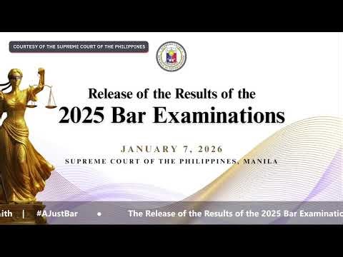 LIVESTREAM: 2025 Bar Examinations results