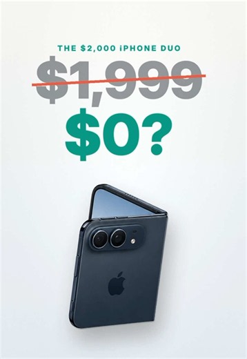 iPhone Duo for $0? 📱 Here's how the iPhone Duo deals actually work. The iPhone Duo price starts at $1,999, but carrier offers go up to $1,400 off (T-Mobile Business), up to $1,200 (AT&T & Verizon Business) and up to $1,000 with a trade-in. T-Mobile Flex 36 works out to about $28/mo for qualified buyers. Before you order, check what's due today, the monthly total with the plan, and how long the credits last. Which iPhone Duo offer would you pick? 👇 #iphoneduo #iphoneduodeals #iphone #techdeals 
