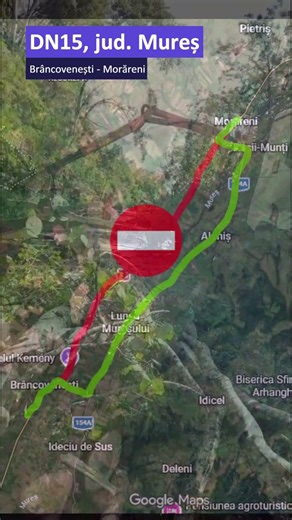 ‼ATENȚIE - Circulație deviată pe DN15, între Brâncovenești și Morăreni, în județul Mureș!