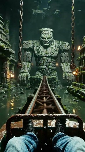 Experience the Thrill: Ancient Temple Ruins Roller Coaster POV