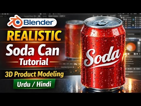 Blender Realistic Soda Can Tutorial | 3D Product Modeling Urdu /Hindi #blender #3dmodeling #tutorial