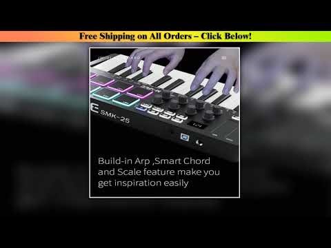 MIDI Keyboard Controller Beat Maker Machine Rechargeable 25 Keys MIDI Keyboard Arranging Strike