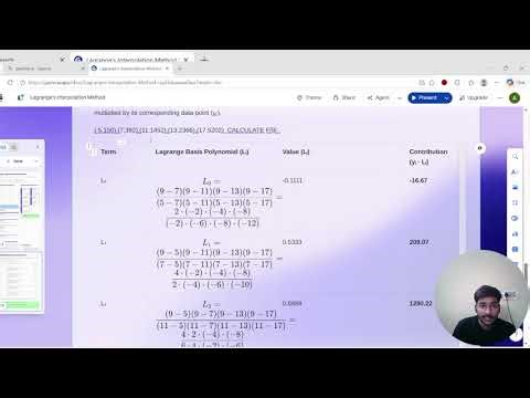 Explaination of Lagrange's interpolation ,algorithm , code in c and numerical