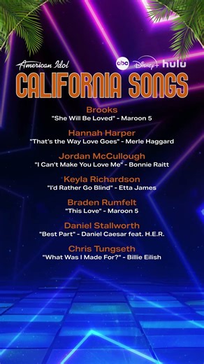 We're California dreamin' tonight with this amazing line up from our Top 7 Finalists! 🌴☀️