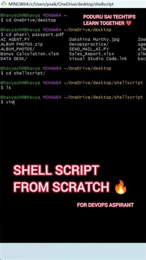 Day 64 – Shell Scripting From Scratch | DevOps Beginner to Pro 🔥 #podurutechtips #devops #linux