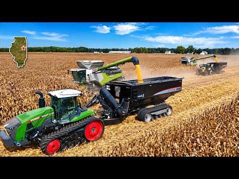BIG Illinois Corn Harvest! Two NEW CLAAS LEXION 8700 Combines & Fendt Tractors