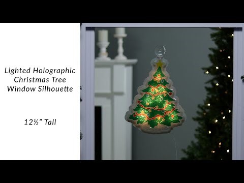 Lighted Holographic Christmas Tree Window Silhouette - 12.5" - Clear Lights | Northlight ZG15700