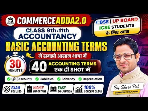 40 Basic Accounting Terms in 30 Minutes ⏱️ | Full Chapter | One Shot | Class 9 & 11 Accountancy
