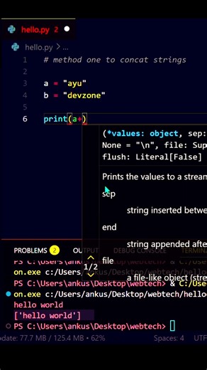 Join Strings in Python Using + (Super Easy!) #shorts #python