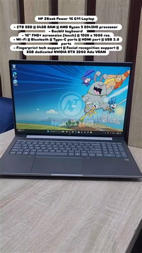 NexusTek on Instagram: "HP ZBook Power 16 G11 Laptop with 8GB dedicated VRAM. Click more on the link 👇🏿 Specifications include: - 2TB SSD || 64GB RAM || AMD Ryzen 9 8945HS processor - Backlit keyboard - 16" FHD+ screensize (touch) || 1920 x 1080 res. - Wi-Fi || Bluetooth || Type-C ports || HDMI port || USB 3.0 ports - Fingerprint tech support || Facial recognition support || 8GB dedicated NVIDIA RTX 2000 Ada VRAM Minimum battery life of 3 hours. Microsoft Office packages included Condition: 10