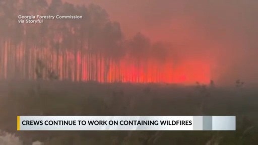 Crews continue working on containing multiple wildfires across South Georgia
