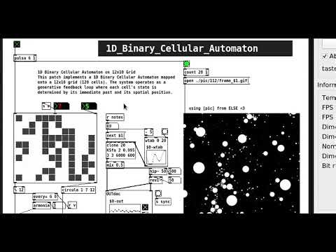 1D Binary Cellular Automaton: Generative Grid in Pure Data