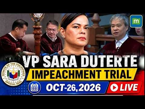 🔴Philippines Senate LIVE: Sara Duterte Impeachment Showdown Continues | Day 41 (October 26, 2026)