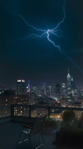 City Thunderstorm Rooftop Ambience ⚡🌧️ | Thunder Rain Sounds for Deep Sleep & Focus | 4K