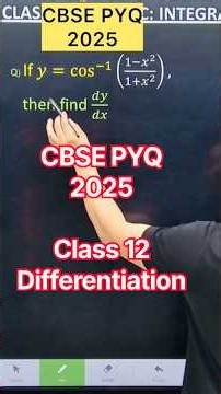 Q) If 𝑦=cos^(−1) ((1−𝑥^2)/(1+𝑥^2 )),then find 𝑑𝑦/𝑑𝑥 #cbse2027 #maths #class12 #cbse