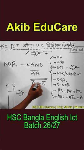 Implementation of Nand Gate with Nor Gate | ICT Logic Gate | HSC ICT Chapter 3 | Batch 26/27