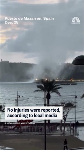 Waterspout sends debris skyward off Spanish coast
