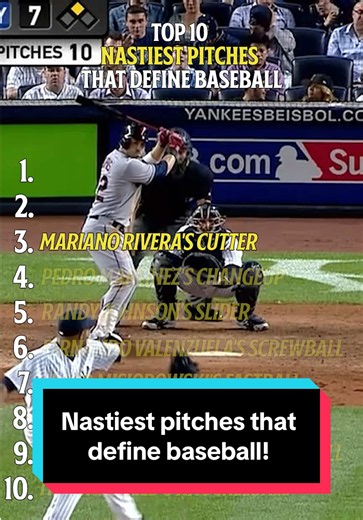 Blazing fastballs, devastating sliders and knee-buckling curveballs. Every great hurler has their go-to pitch when they’re in a jam. These are the Top 10 Nastiest Pitches that define baseball. #250for250 #mlb #baseball #pitching #strikeout