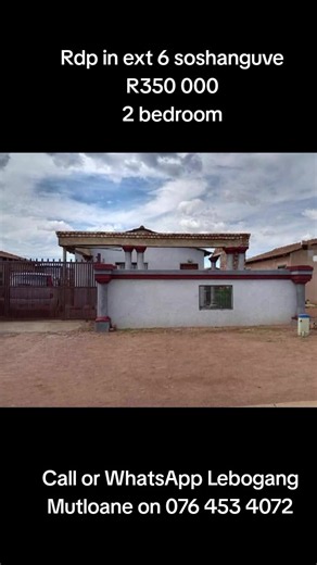 RDP House for Sale in Soshanguve Ext 6 – 2 Bedroom R350,000