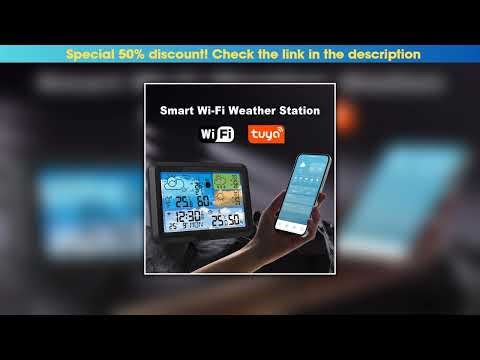 Review Tuya WiFi Weather Station 5.3" Color Smart Wireless Hygrometer Thermometer Calandar Alarm 3•