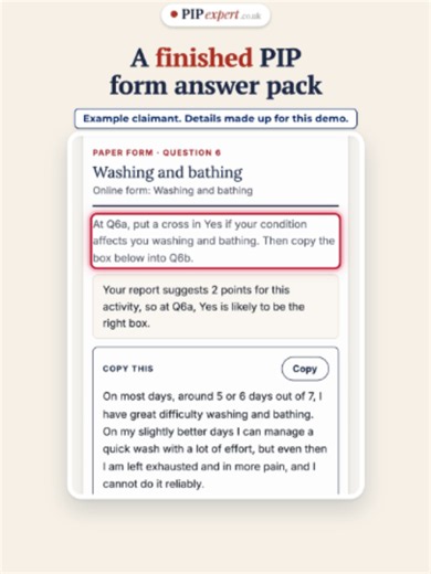 PIP form completed example: full question-by-question answers (copyable)