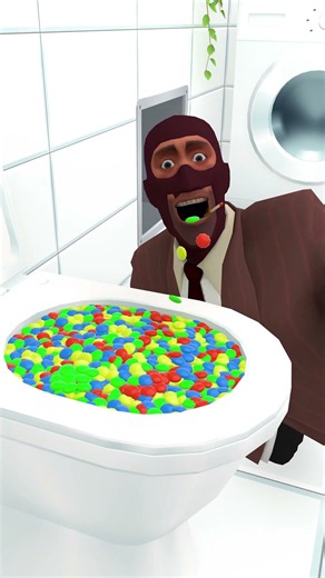Experiment Eating Tropical Skittles Candy in the Toilet 😂🐇 #tf2 #animation #memes