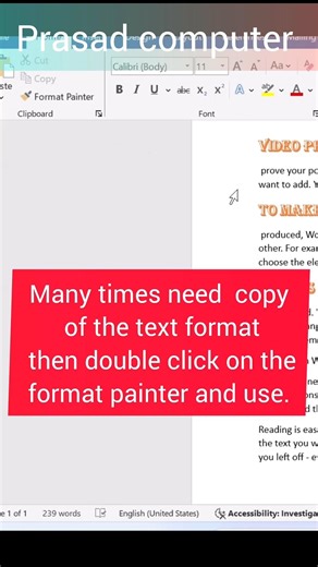 how to use format painter in ms word// Ms word me format painter ka use kaise kare
