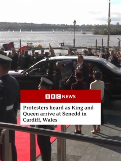 King Charles III and Queen Camilla are in Cardiff to officially open the new term of the Senedd, Wales' parliament. It is the first opening of a Senedd term since Plaid Cymru became Wales' largest party and took over the running of its government. Chants of