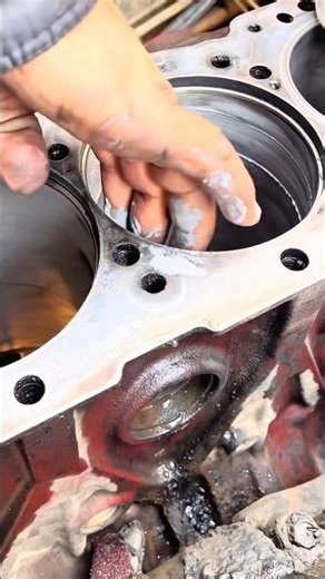 Engine Rebuild Cylinder Sleeve Install #shortsfeed #mechanic #engineblock #sixcylinde