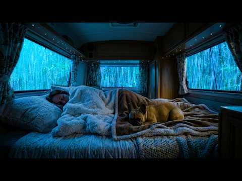 Rain Sounds for Sleeping ⚡ Fall Asleep in 3 Minutes with Heavy Rain & Thunder in a Cozy Car at Night