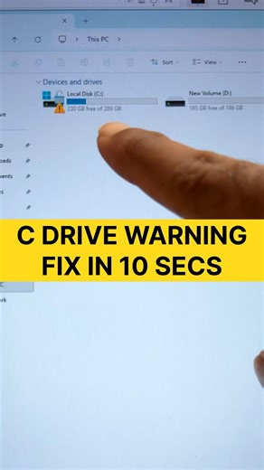 How to Remove C Drive Warning in 10 Seconds (Secret Trick!) #computertips #PCFix