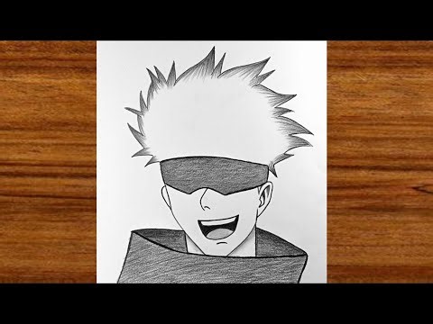 How to draw Gojo Satoru step by step | Easy anime drawing | Anime drawing for beginners
