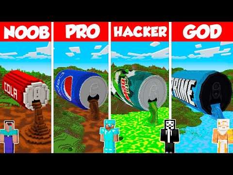 Drink Cann Build Battle Challenge - Noob vs Pro vs Hacker vs God - Minecraft Animation